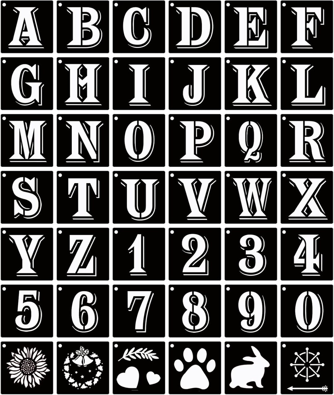 42 Pcs - 2 Inch Letter Stencils Symbol Numbers Craft Stencils